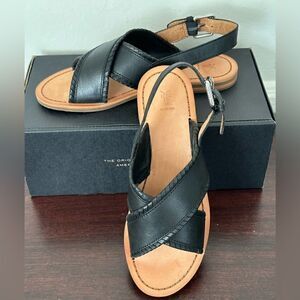 💥Frye Women’s leather feather criss open toe cross black sandal size 7,5 NIB